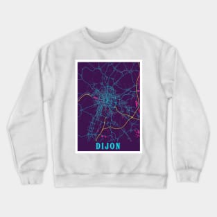 Dijon Neon City Map, Dijon Minimalist City Map Art Print Crewneck Sweatshirt
